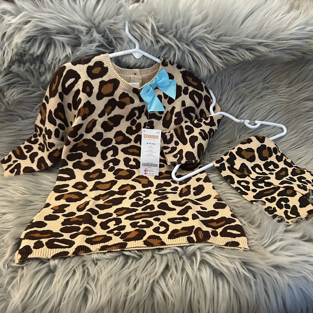 Gymboree 18–24 months 2 piece Leopard Print Sweater dress and leggings set